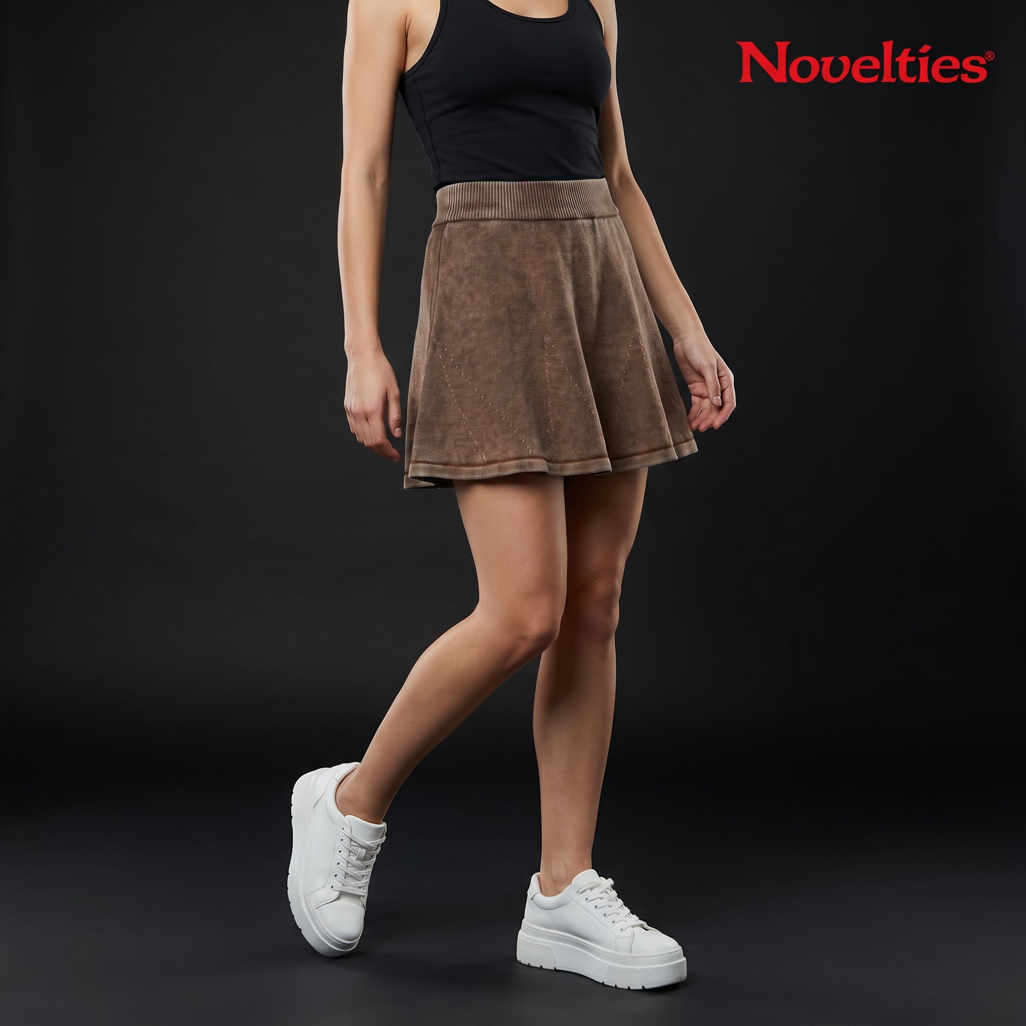 Knitted Flare Mini Skirt