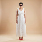White Ruffle Back Maxi Dress