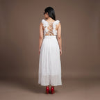 White Ruffle Back Maxi Dress