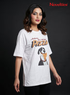 Authentic N.Y. Style Pizza Dog Graphic Oversized T-Shirt