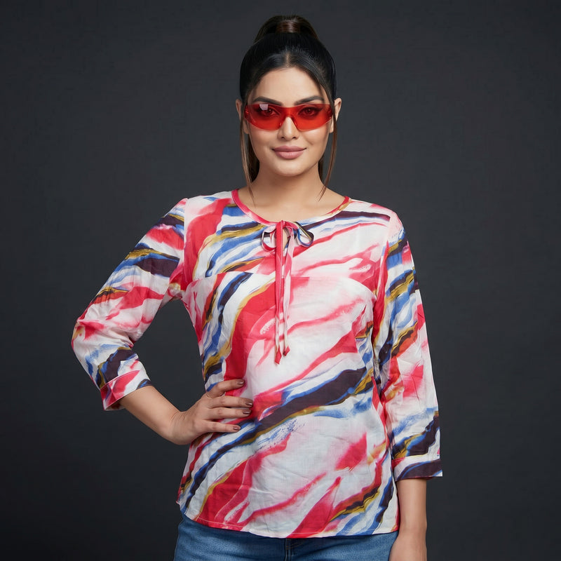 Mal Abstract Print Top