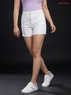 High-Rise Cuffed Denim Shorts