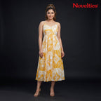 Saffron Medallion Print Strappy Midi Dress