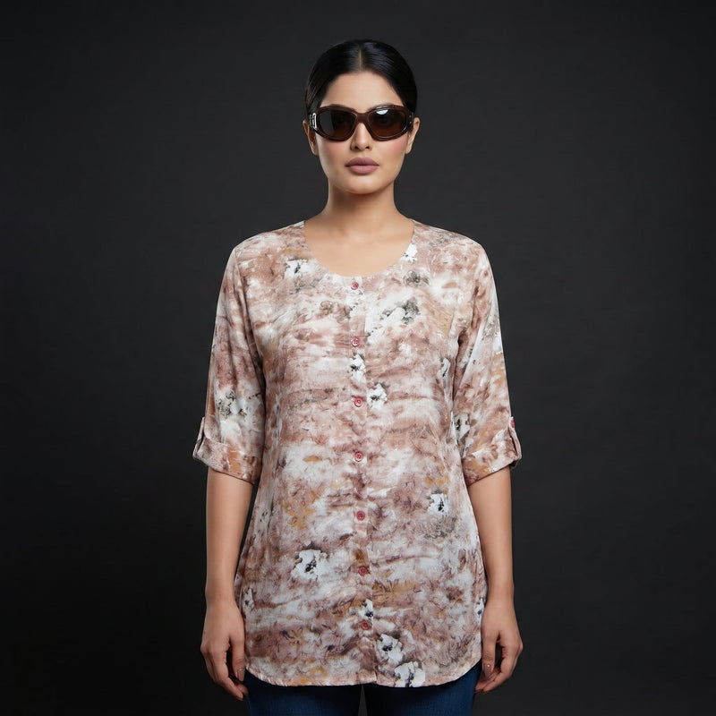 NV-02 Floral Mist Button-Down Top