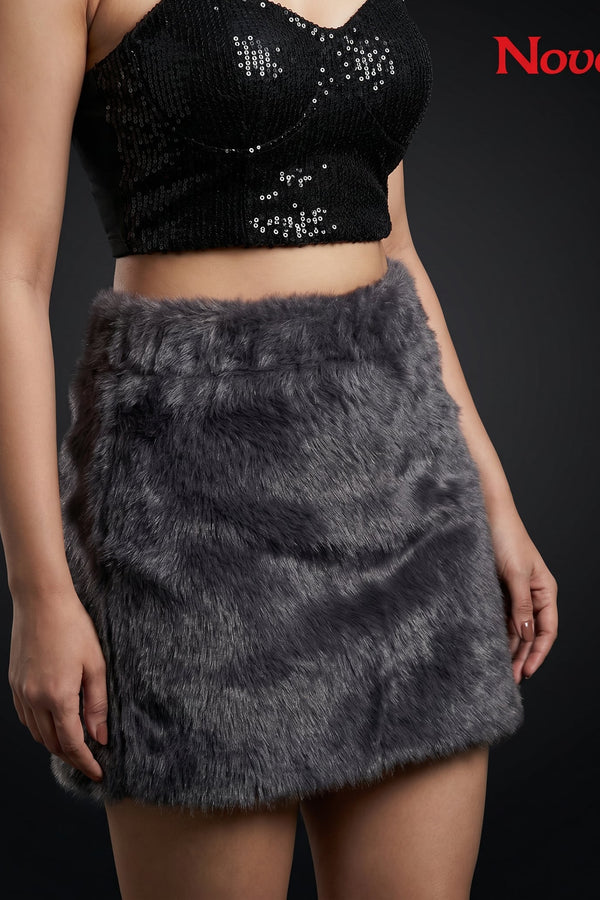 Faux Fur Mini Skirt