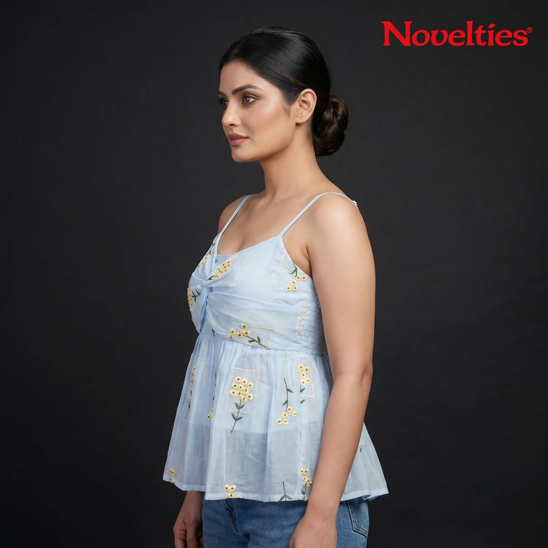 Sunflower Meadow Bow-Knot Peplum Top