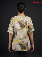 Abstract Geometric Print Mandarin Collar Shirt