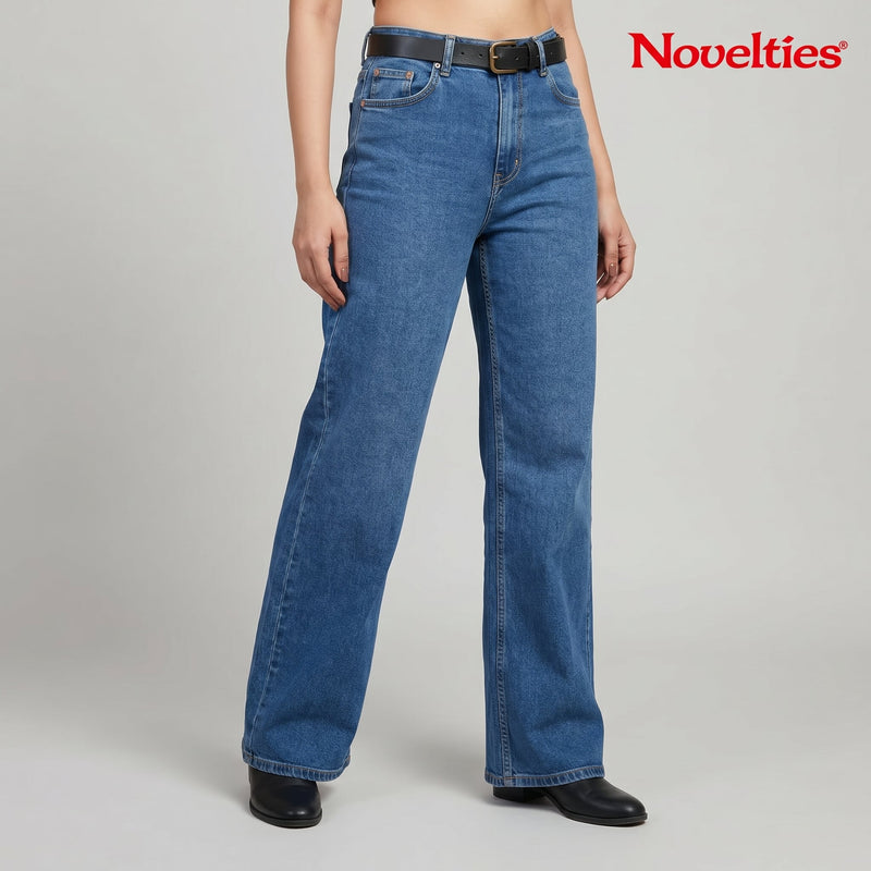 Mute Straight Fit Wide Leg Jeans - DX Blue