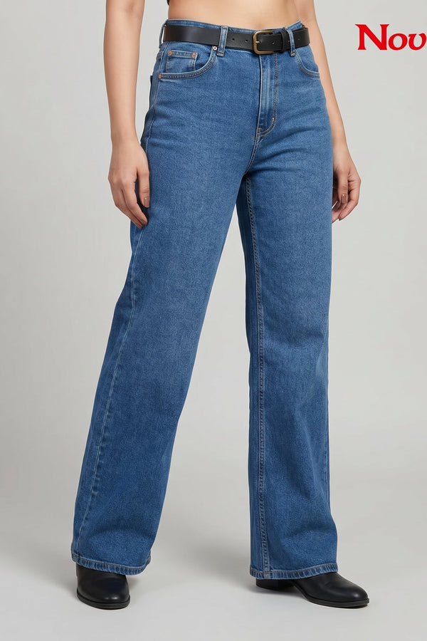 Mute Straight Fit Wide Leg Jeans - DX Blue
