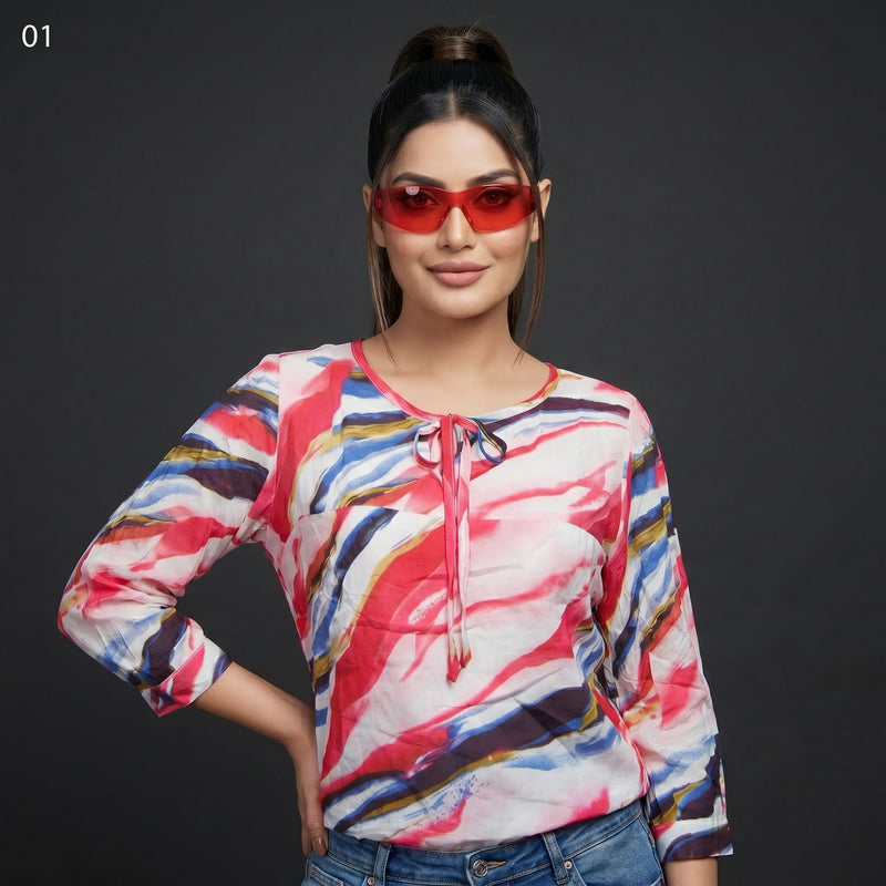 Mal Abstract Print Top