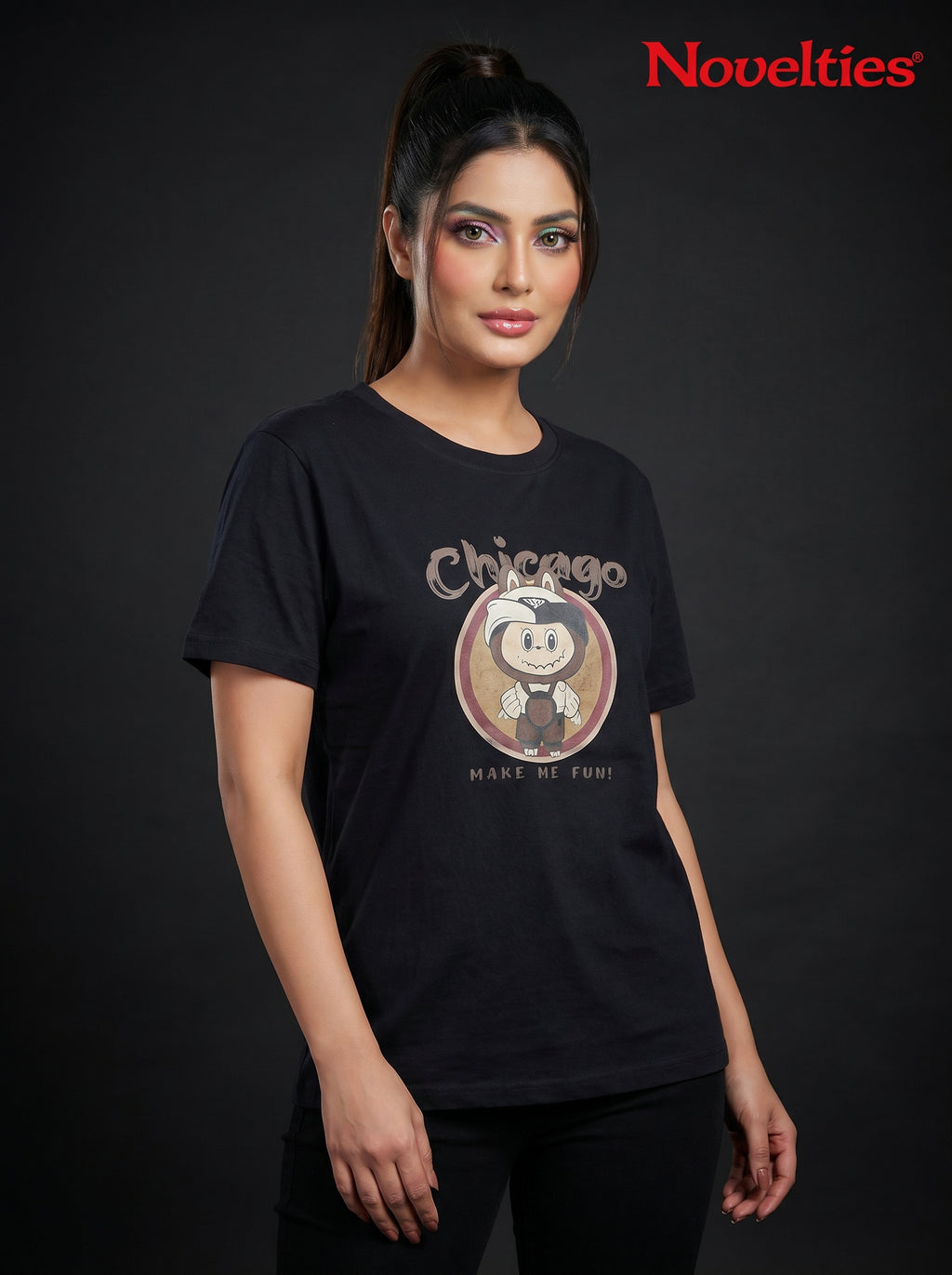 Chicago Make Me Fun Cartoon Graphic T-Shirt