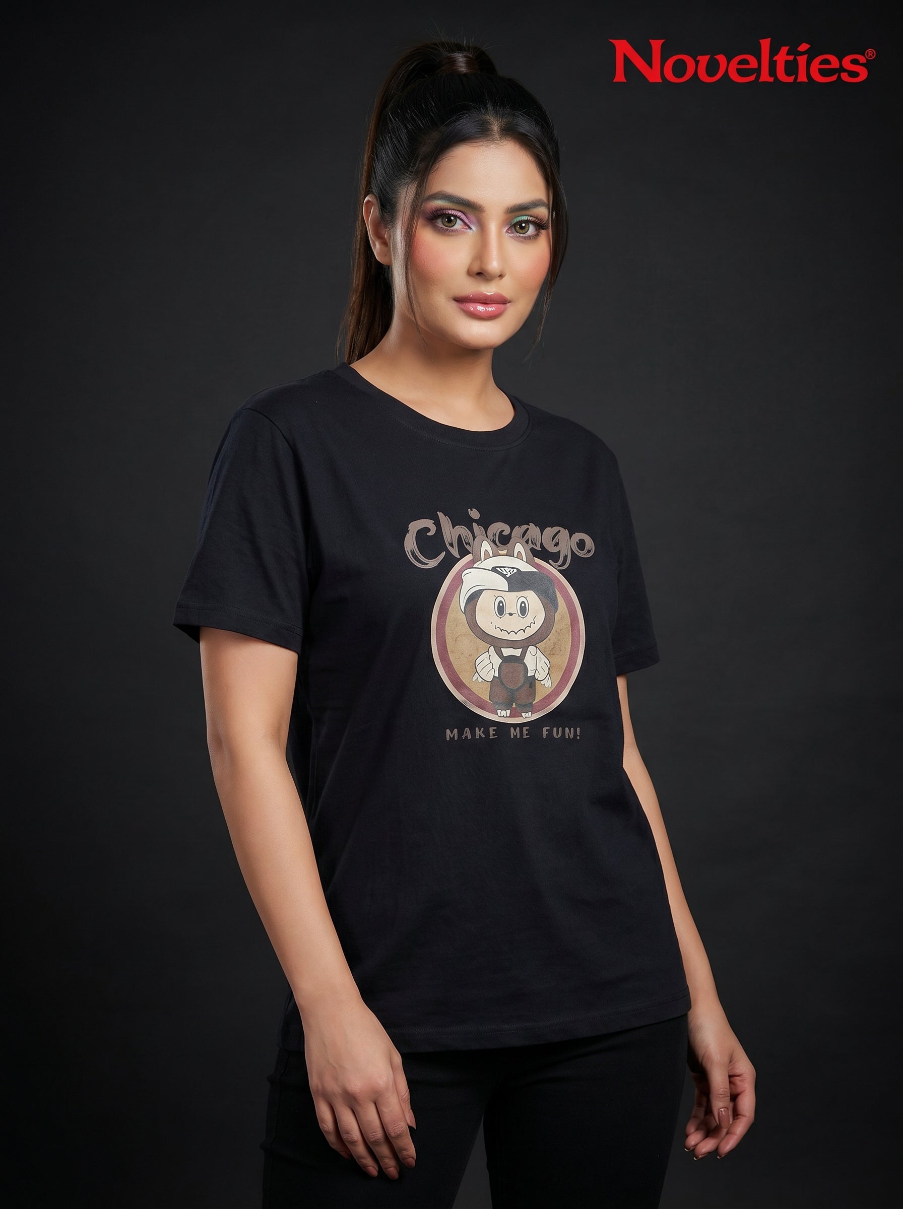 Chicago Make Me Fun Cartoon Graphic T-Shirt