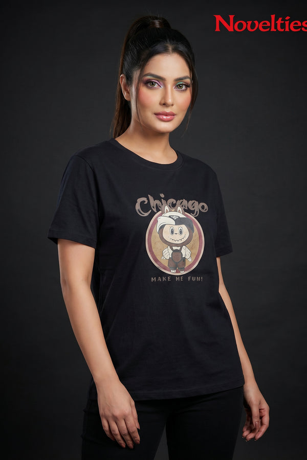 Chicago Make Me Fun Cartoon Graphic T-Shirt