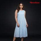 Powder Blue Sleeveless Empire Midi Dress