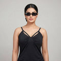 Black Double Strap Ruched Maxi Dress