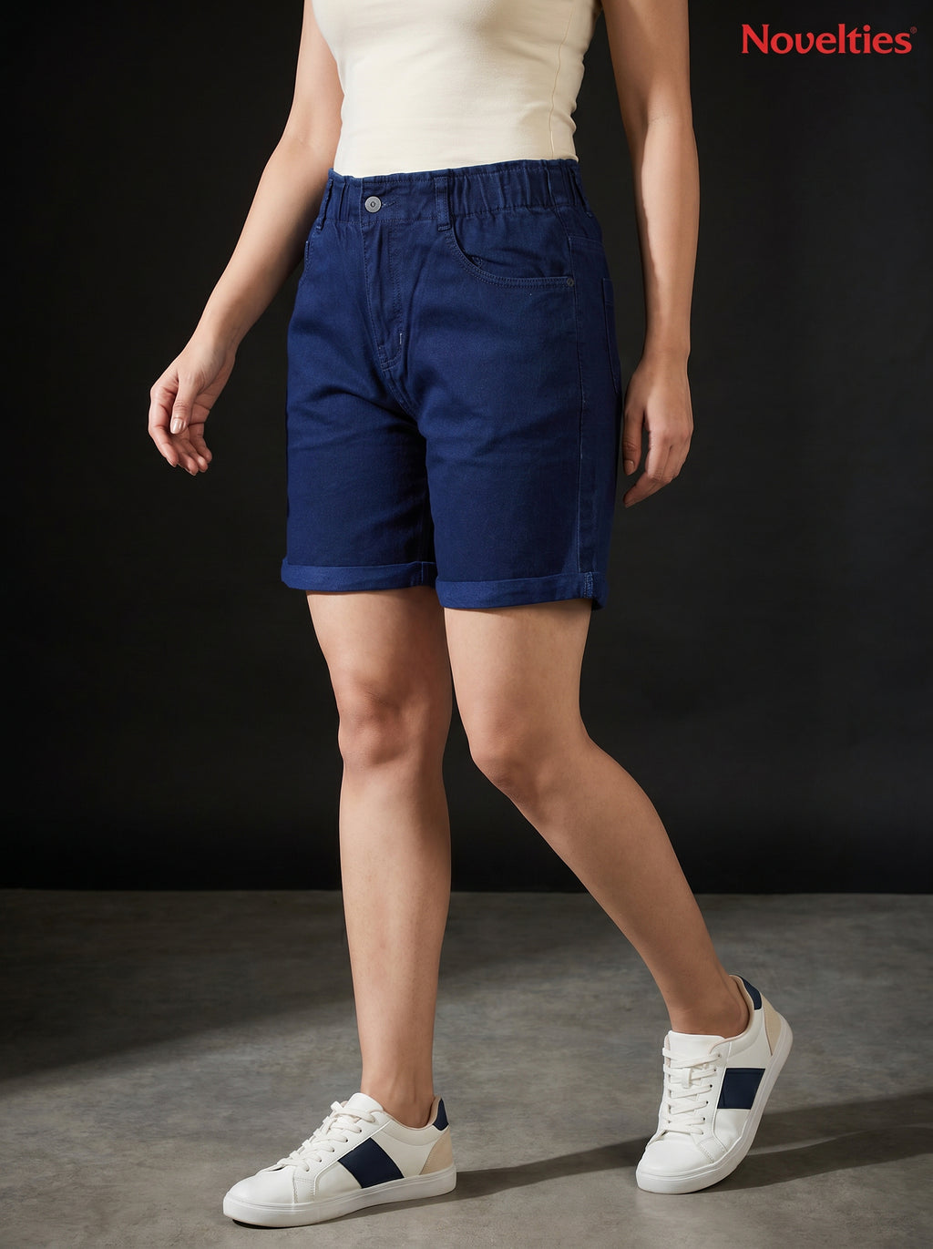 Navy Blue Denim Shorts
