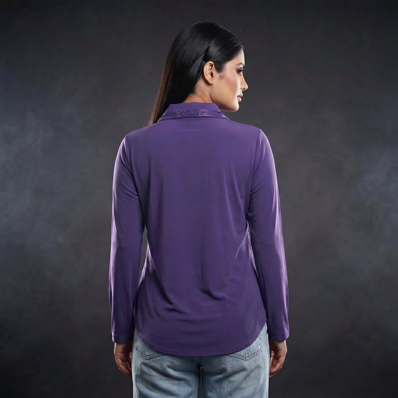 Amethyst Shimmer Collar Top