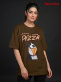 Authentic N.Y. Style Pizza Dog Graphic Oversized T-Shirt