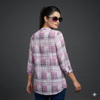 Lavendelfarbenes Chiffontop mit Karos