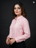 Floral Appliqué Cropped Shirt