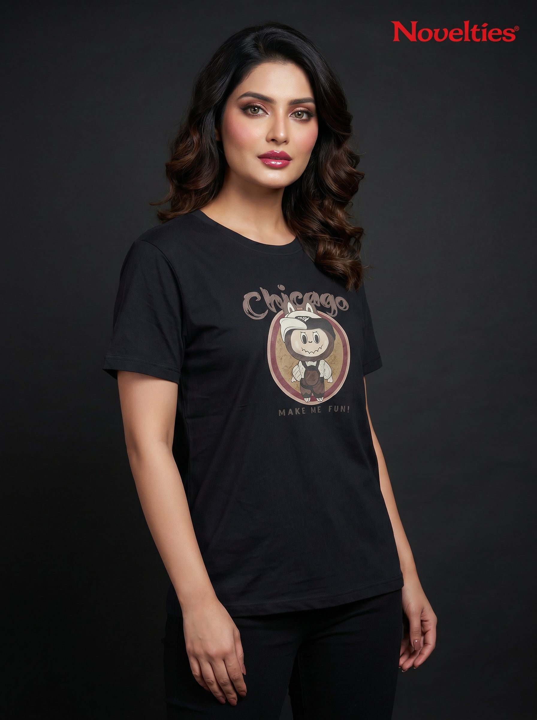Chicago Make Me Fun Cartoon Graphic T-Shirt