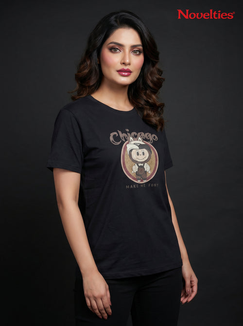 Chicago Make Me Fun Cartoon Graphic T-Shirt
