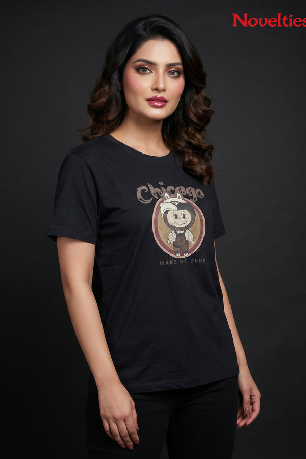 Chicago Make Me Fun Cartoon Graphic T-Shirt