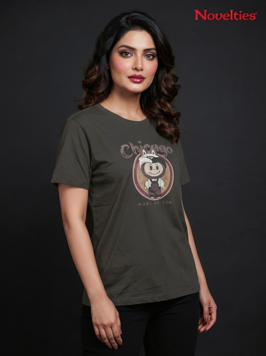 Chicago Make Me Fun Cartoon Graphic T-Shirt