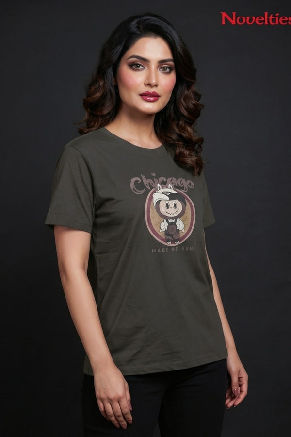 Chicago Make Me Fun Cartoon Graphic T-Shirt