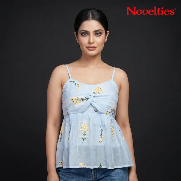 Sunflower Meadow Bow-Knot Peplum Top