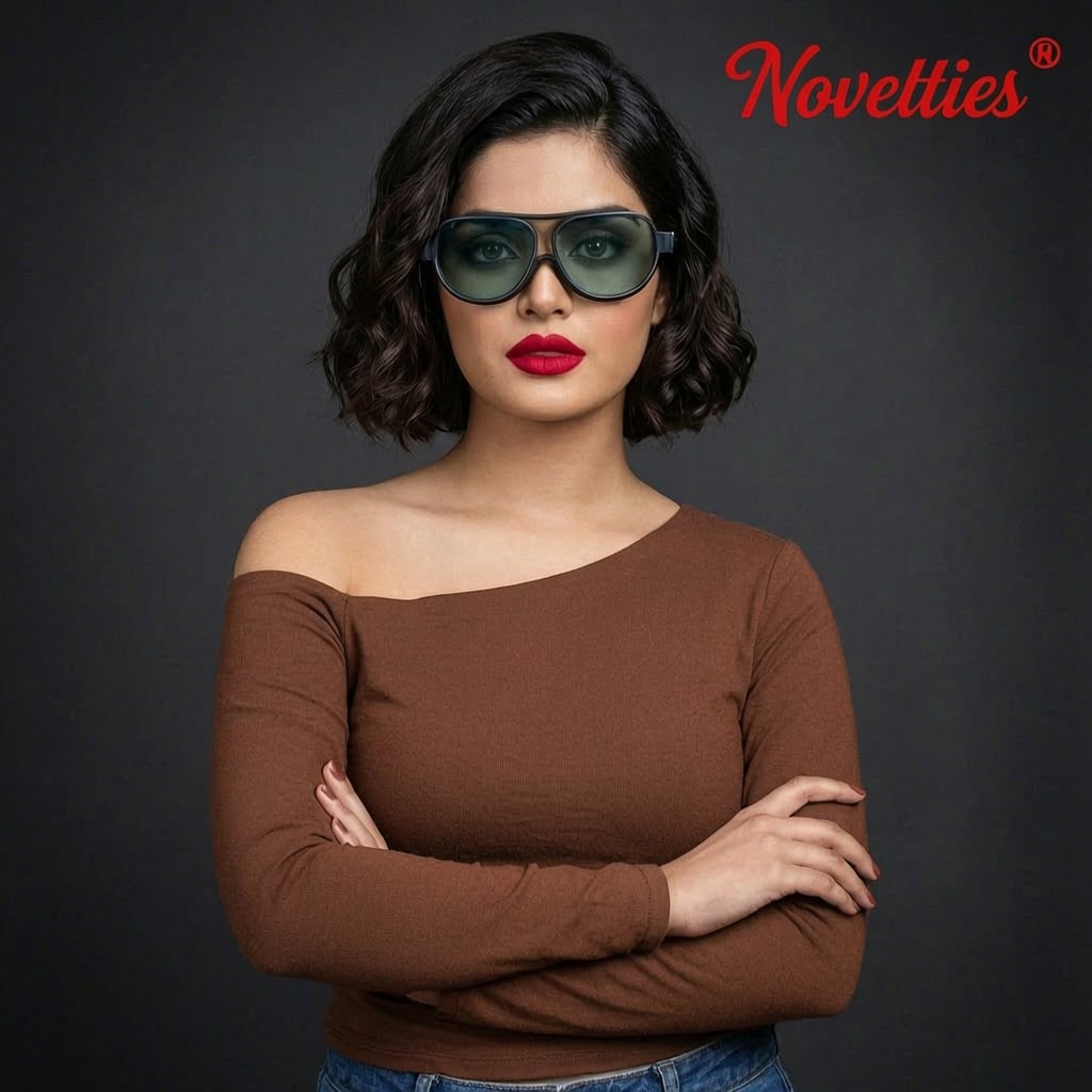 Chocolate Brown Off-Shoulder Full Sleeve Top