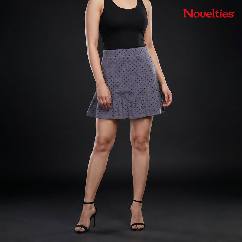Polka Dot Knitted Ruffle Mini Skirt
