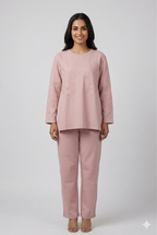 Blush Pink Embroidered Tunic & Straight Pants Co-ord Set