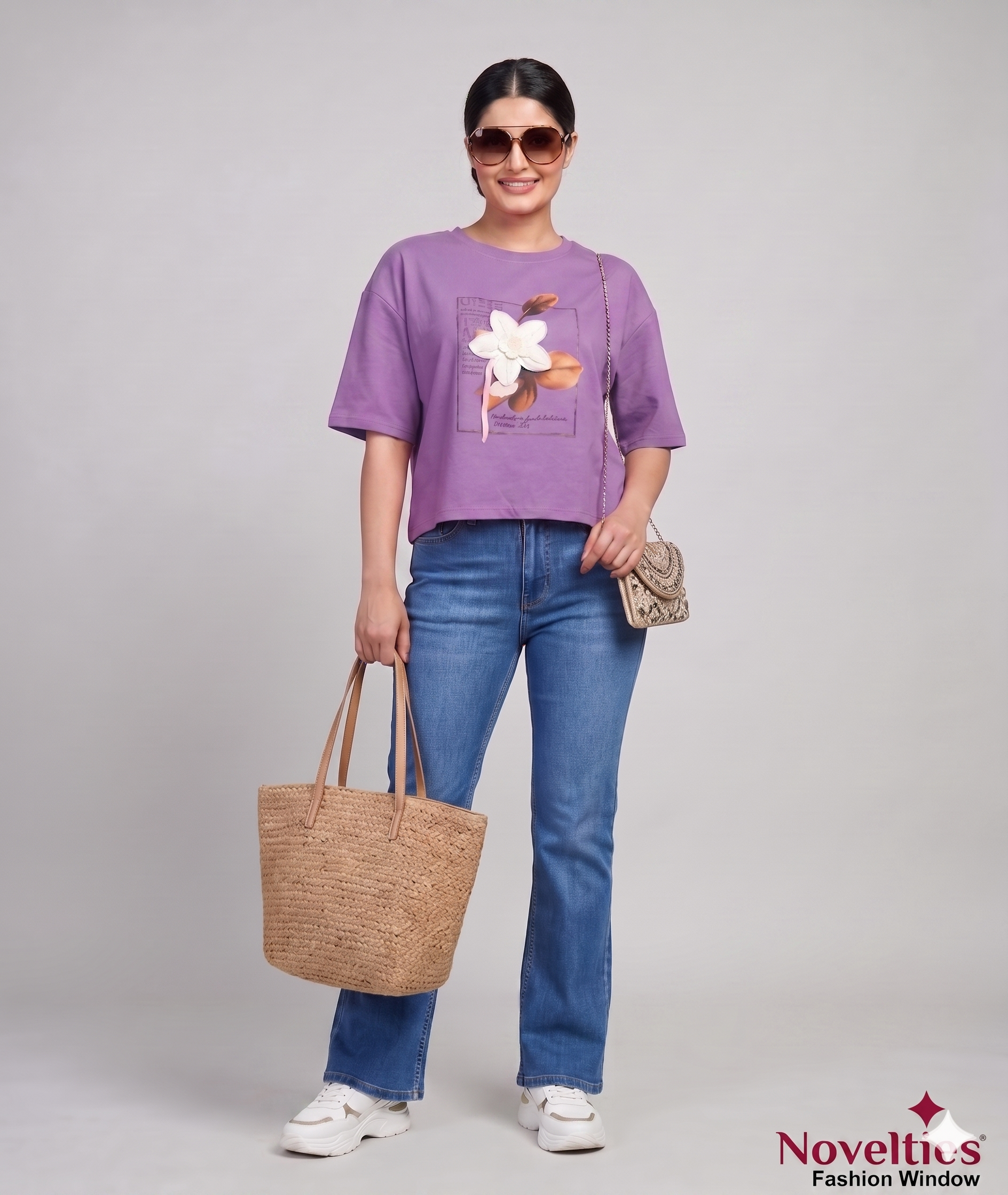 Pink Floral Crop T-Shirt
