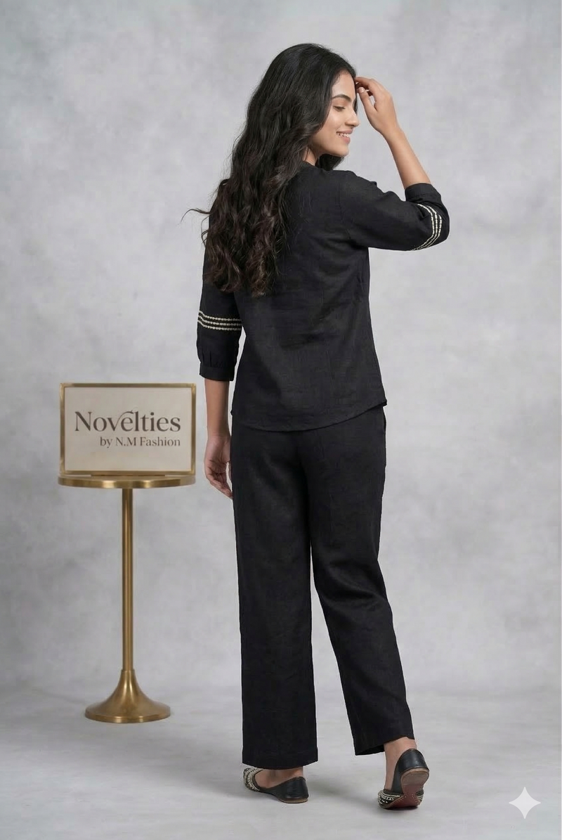 Black Embroidered Co-ord Set