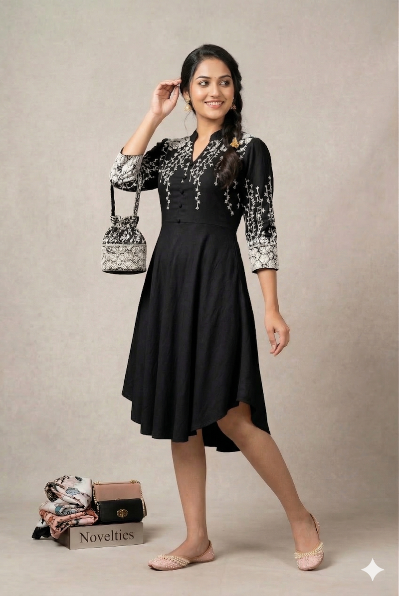 Blush Pink Embroidered Jacket-Style Dress