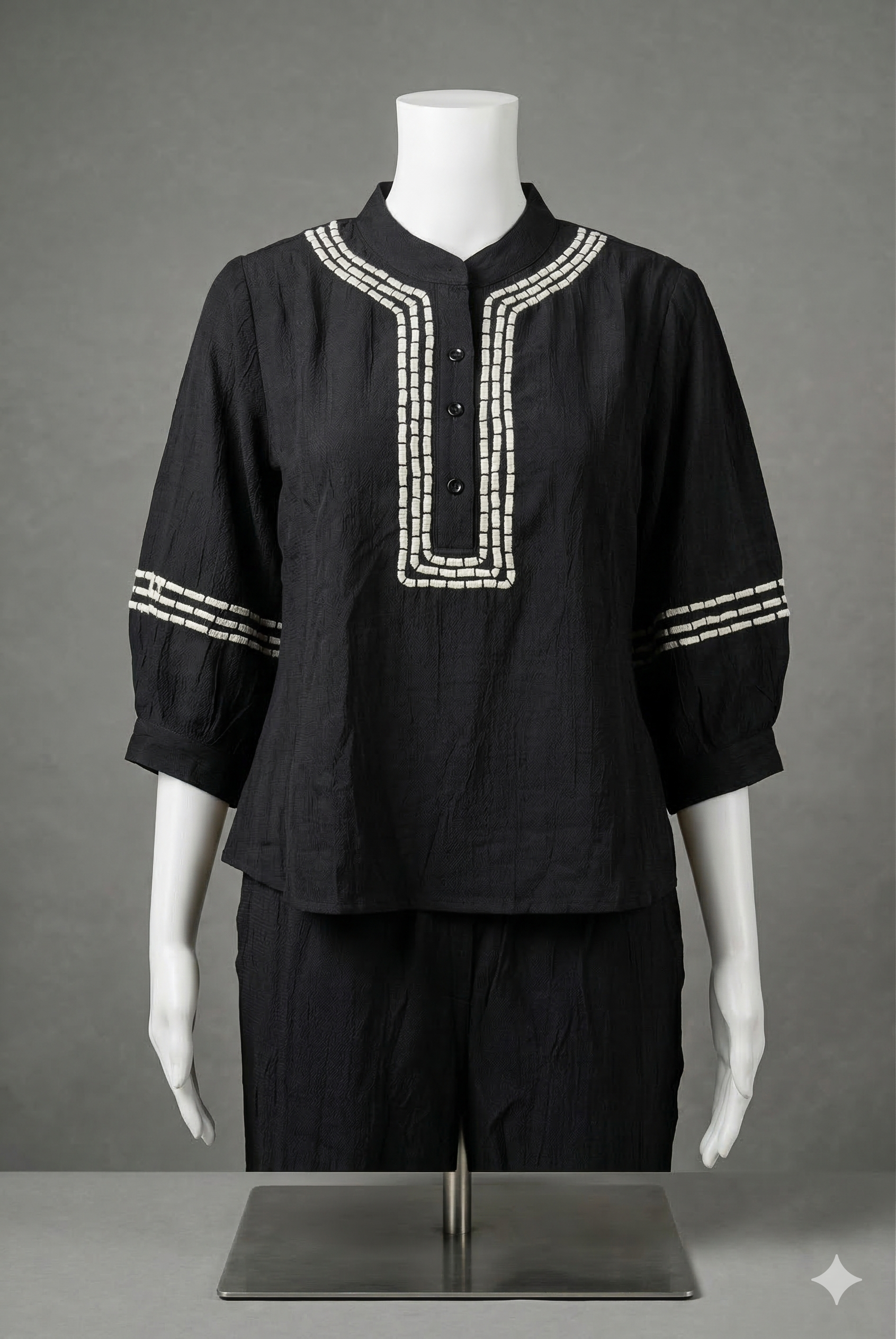 Black Embroidered Co-ord Set
