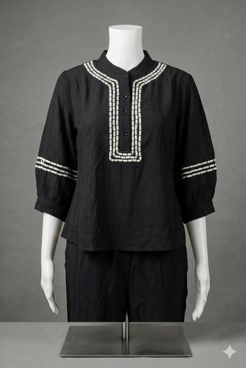 Black Embroidered Co-ord Set