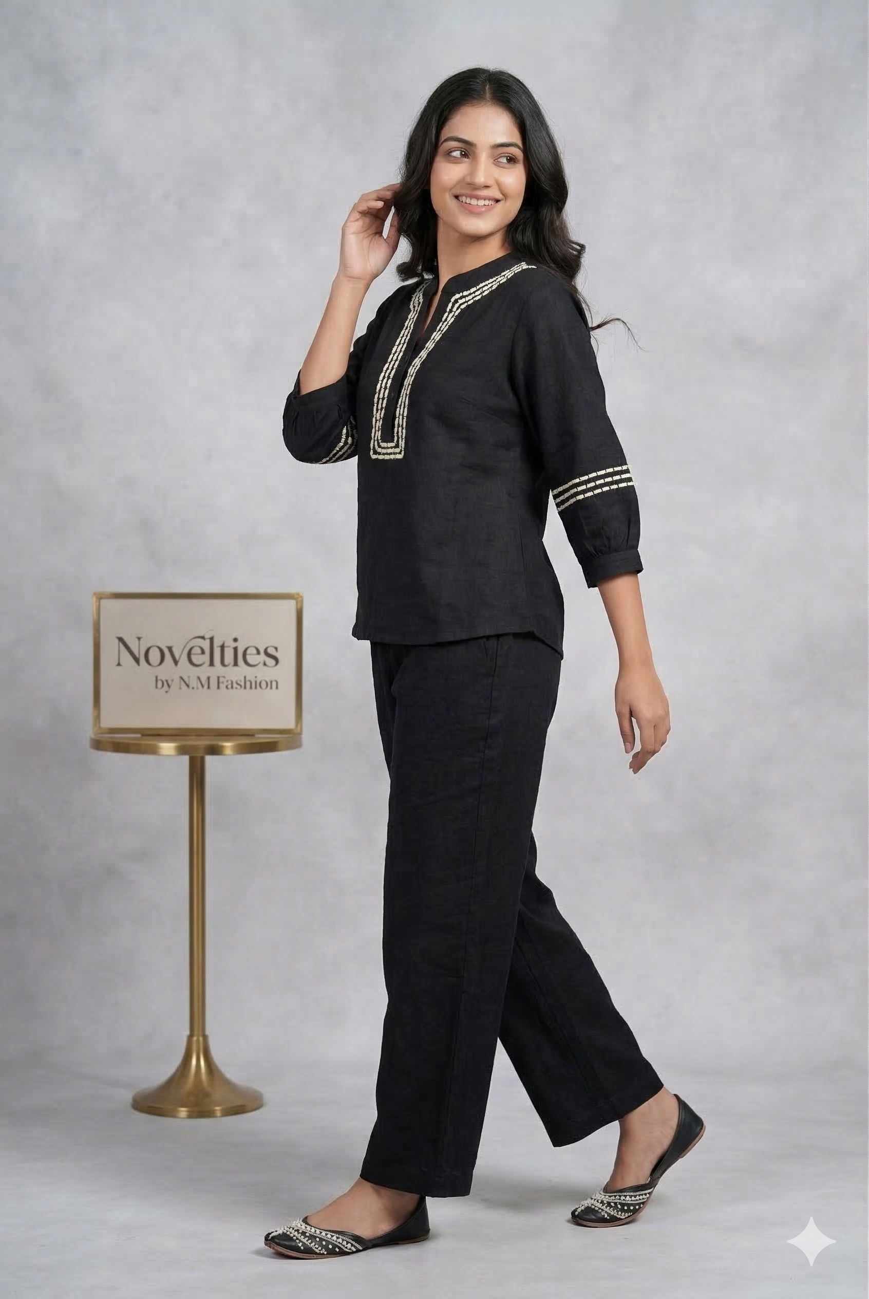 Black Embroidered Co-ord Set
