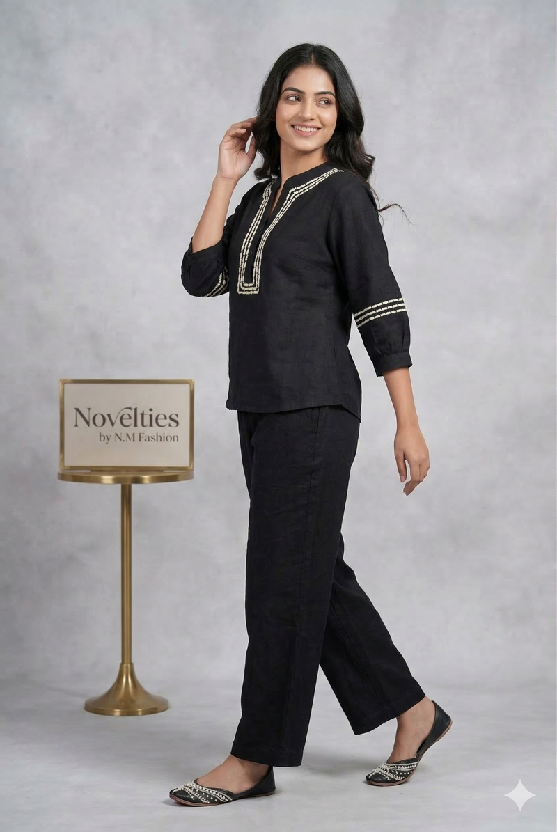 Black Embroidered Co-ord Set