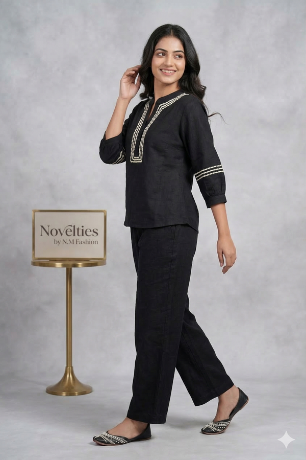 Black Embroidered Co-ord Set