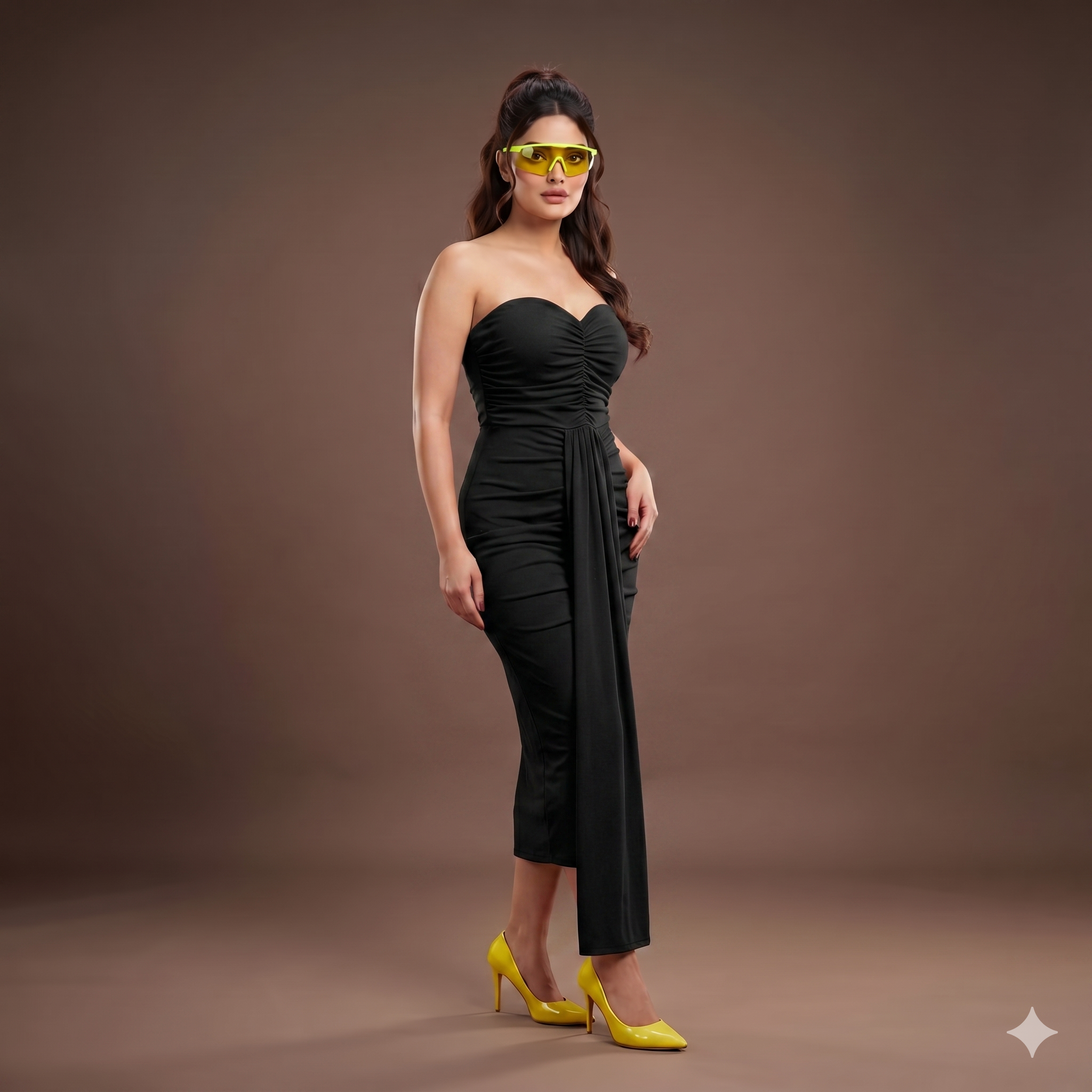 Pinkes gerafftes Midi-Mesh-Kleid