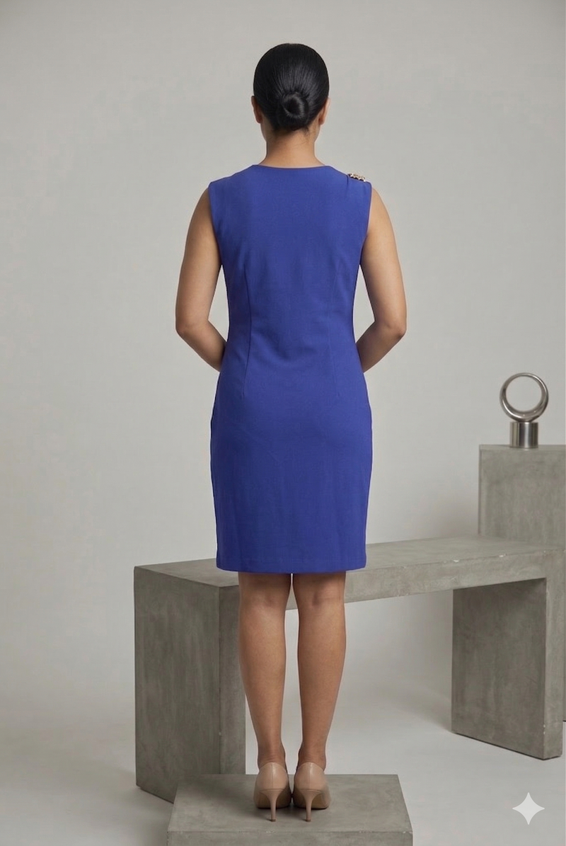 Royal Blue Asymmetric Draped Dress