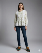 Ivory Floral Lace Peplum Shirt