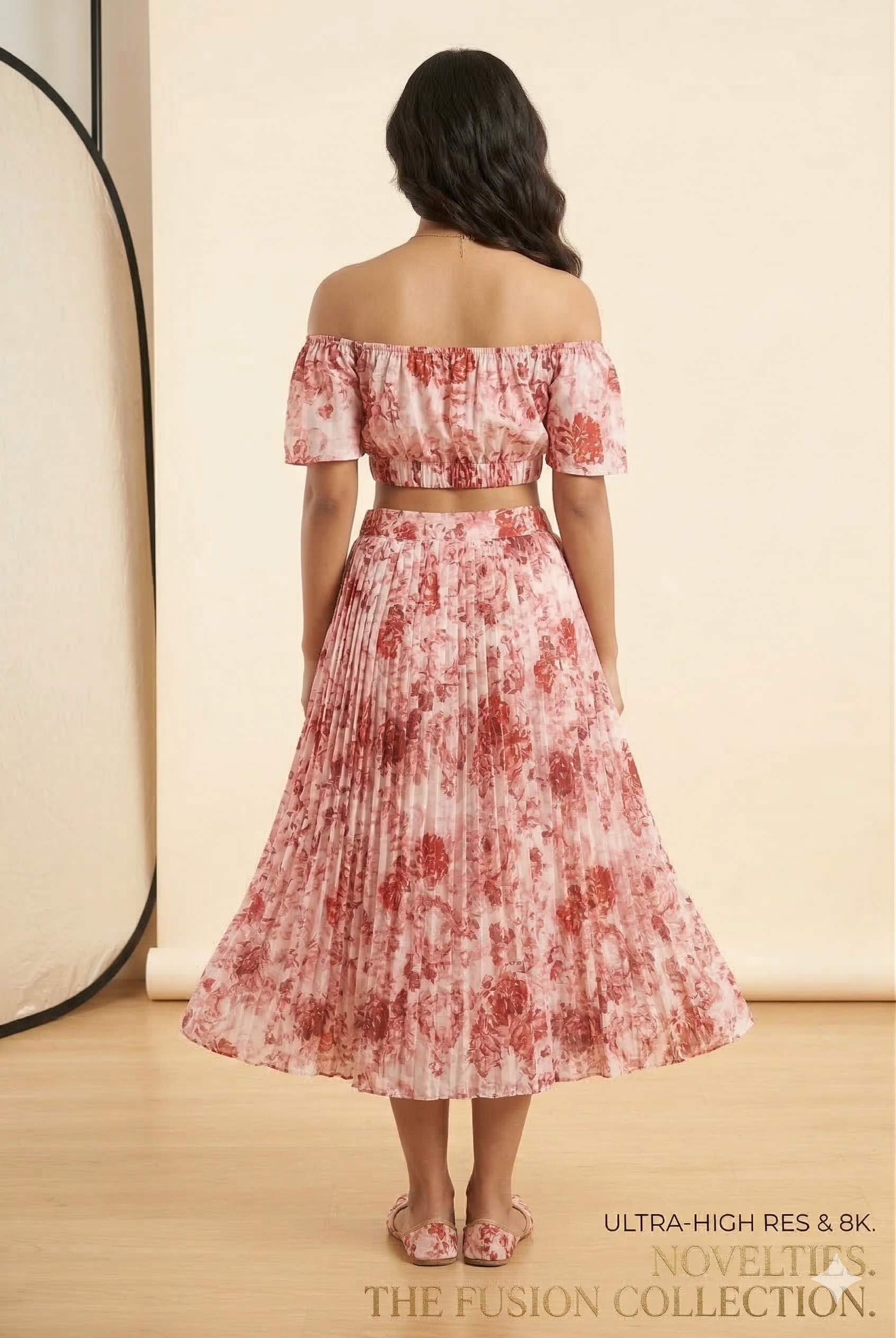 Pink Floral Off-Shoulder Co-ord Set