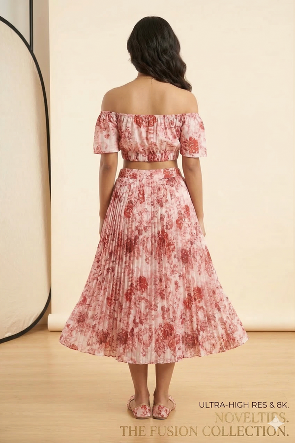Pink Floral Off-Shoulder Co-ord Set