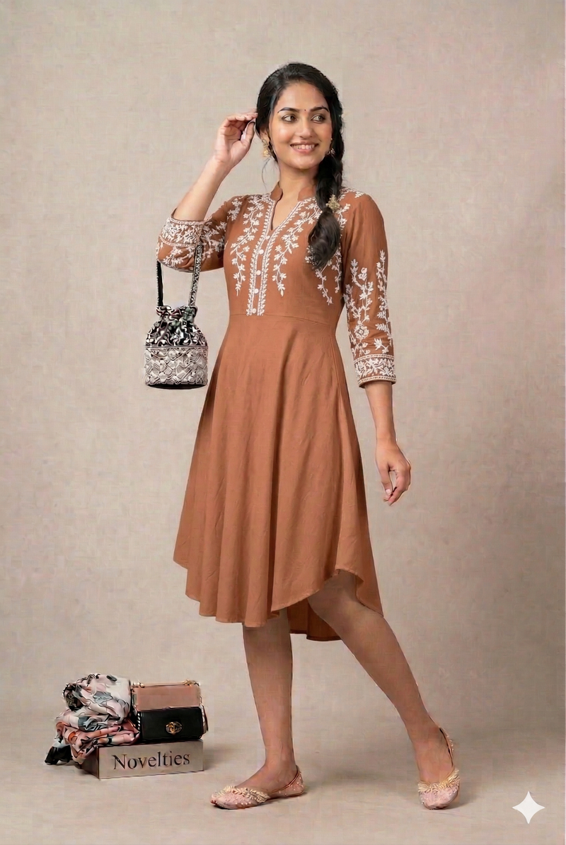 Blush Pink Embroidered Jacket-Style Dress