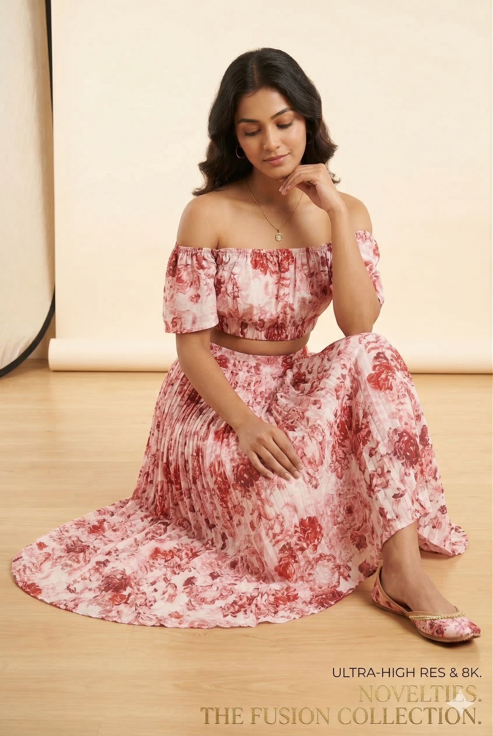 Pink Floral Off-Shoulder Co-ord Set