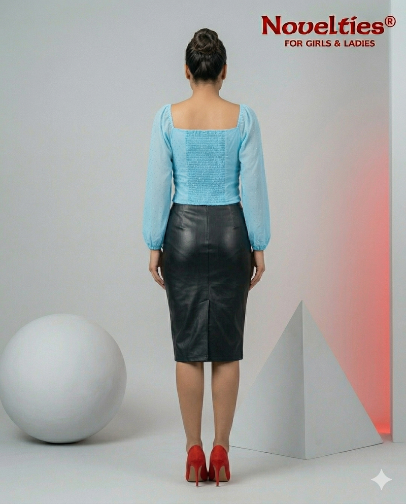 Novelties Sky Blue Wrap Crop Top