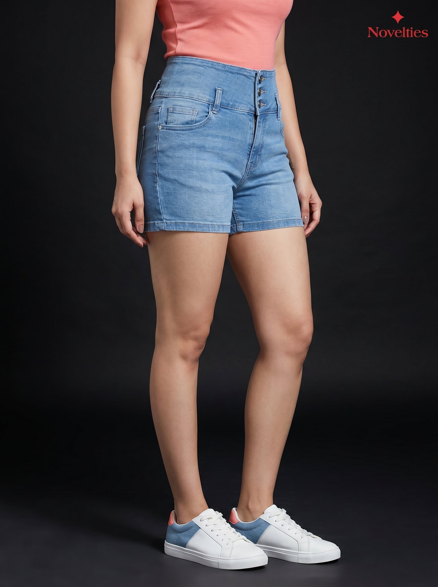 Light Blue High-Waist Denim Hot Shorts